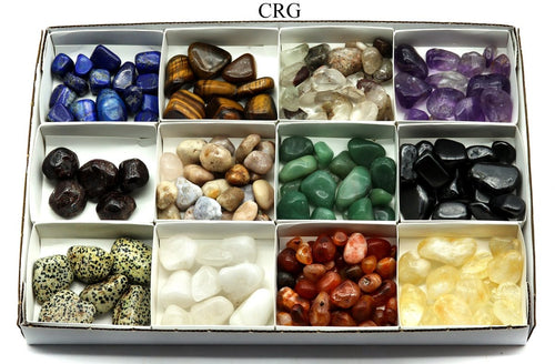 12 Stone Flat - Assorted Tumbled Gemstone / 8 oz. Lots | Mix Gemstones | Wiccan Center