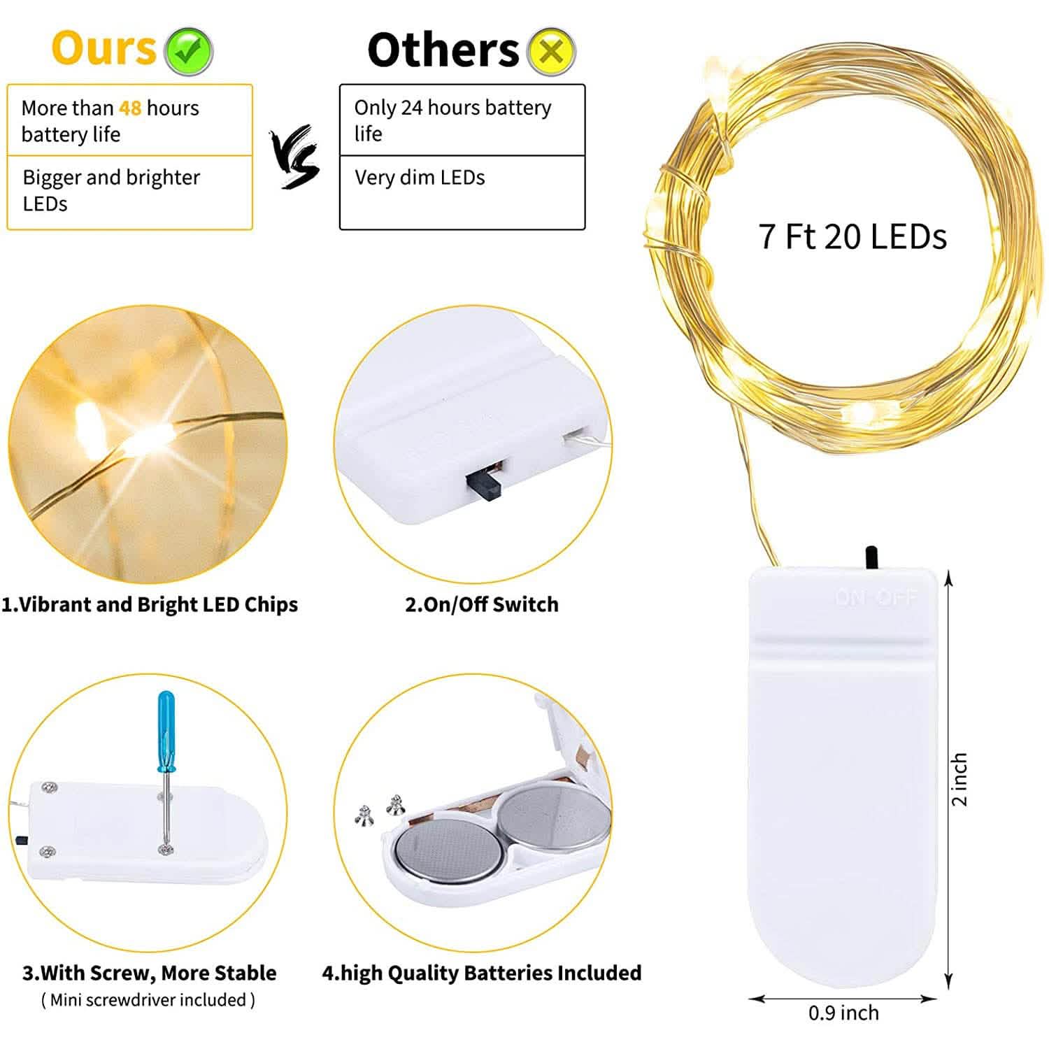 12-Pack: Led Fairy Lights Battery Operated String Lights | String & Fairy Lights | Wiccan Center