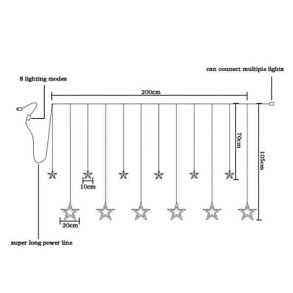 12 Stars 138 LED Curtain String Lights | String & Fairy Lights | Wiccan Center