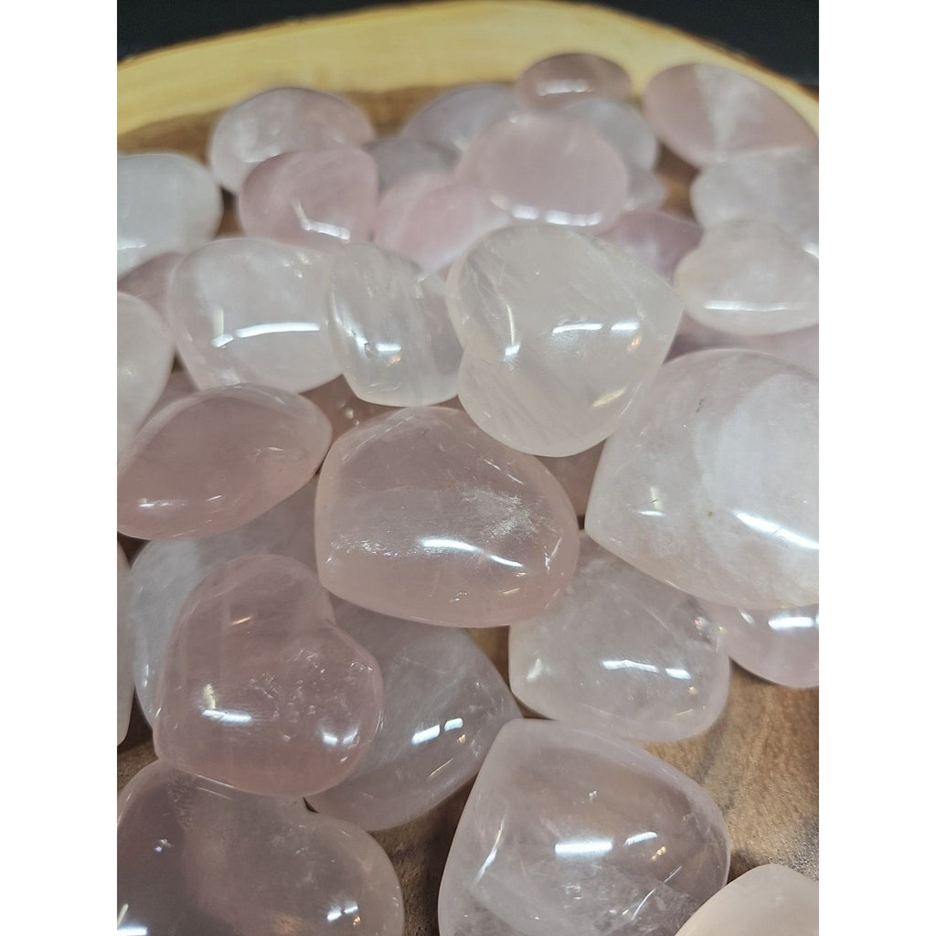 5Pcs Natural Pink Rose Quartz Crystal Heart Carved Palm Stone | Palm Stones & Tumbled Crystals | Wiccan Center