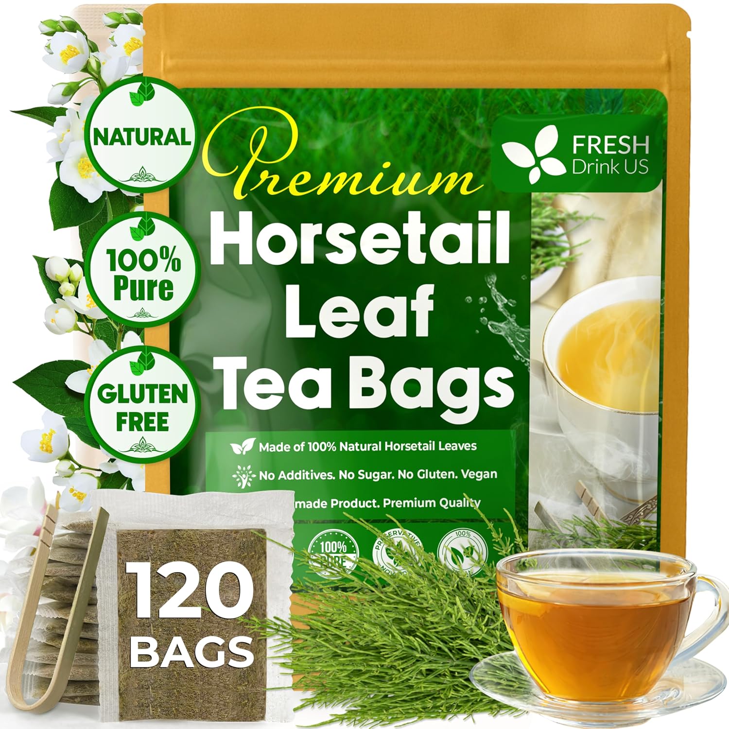 Premium Horsetail Leaf Tea Bags – Herbal Tea for Daily Wellness, Beauty Routine & Caffeine-Free Refreshment | Tea | Wiccan Center