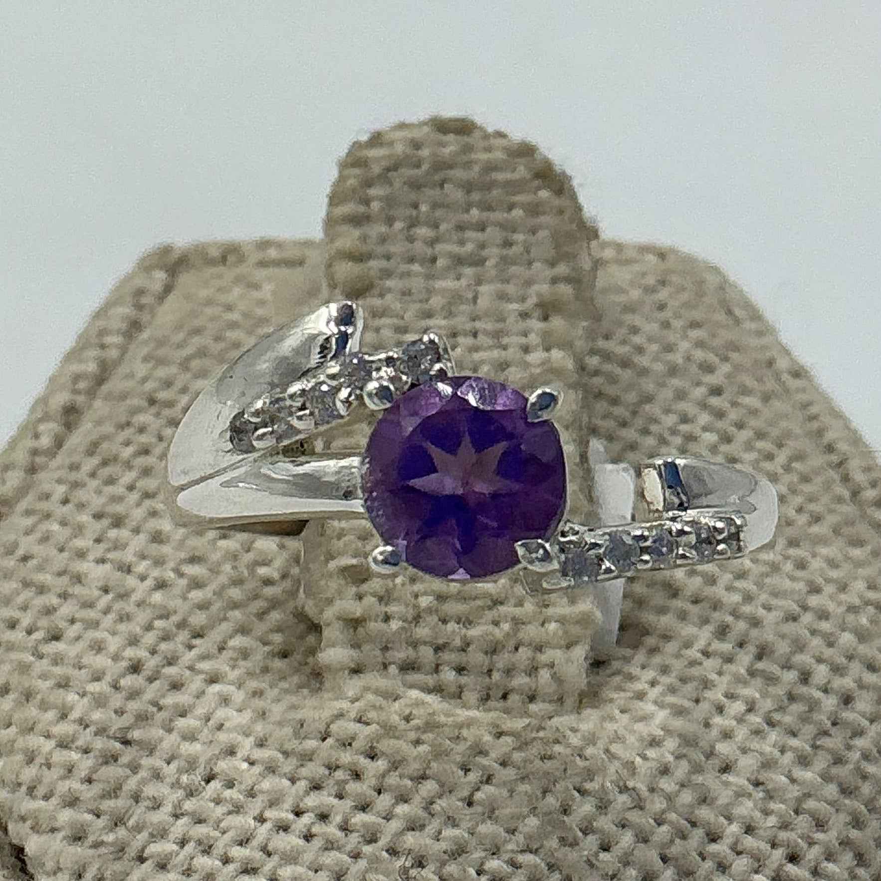 Sterling Silver Split Banded Amethyst Ring – Size 7 – Calm, Intuition & Spiritual Protection | Rings | Wiccan Center
