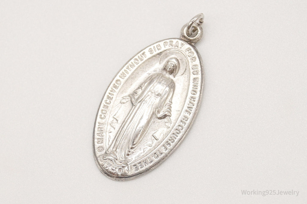 Antique Mary Pray For Us Sterling Silver Pendant | Jewelry > Necklaces > Pendants | Wiccan Center