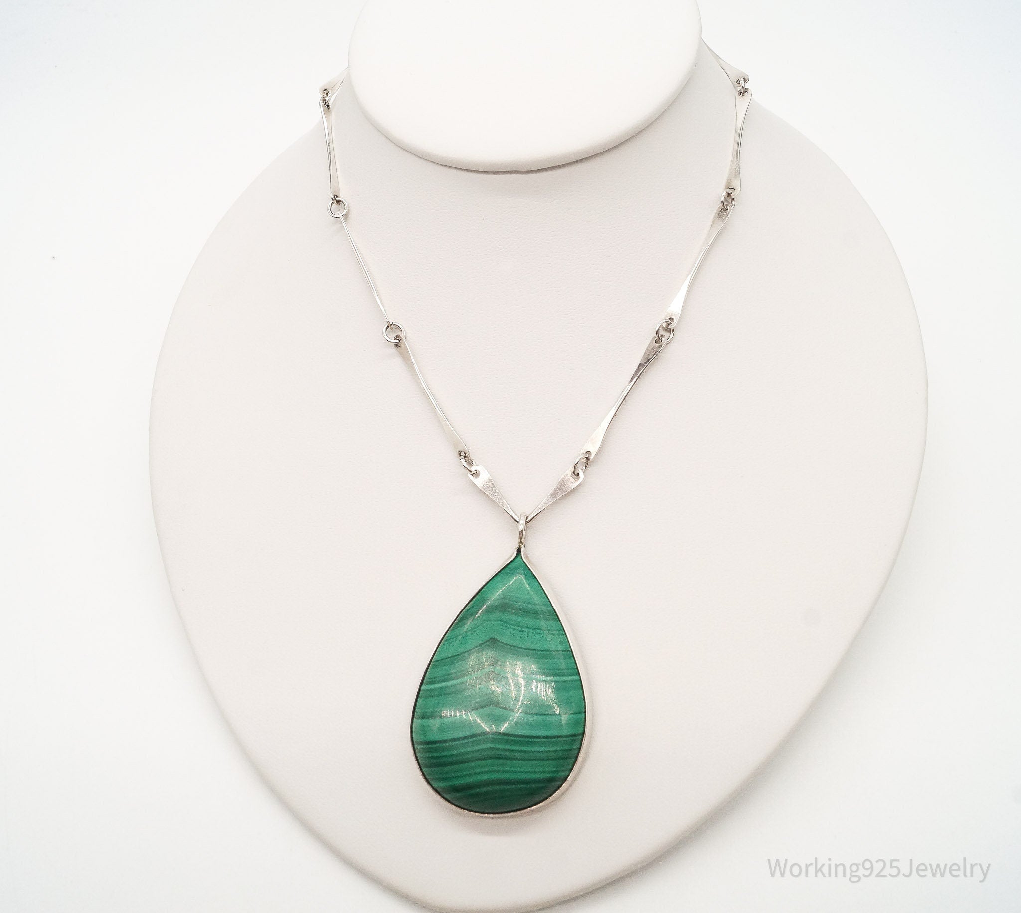 Vintage Large Malachite Sterling Silver Necklace | Jewelry > Necklaces > Pendants | Wiccan Center