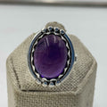 Sterling Silver Halo Oval Amethyst Ring – Size 7 – Calm, Intuition & Spiritual Protection | Rings | Wiccan Center