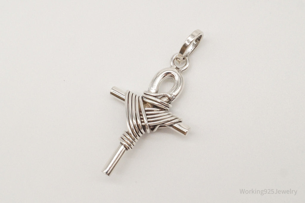 Large Vintage Mexico Wrapped Cross Sterling Silver Pendant | Jewelry > Necklaces > Pendants | Wiccan Center