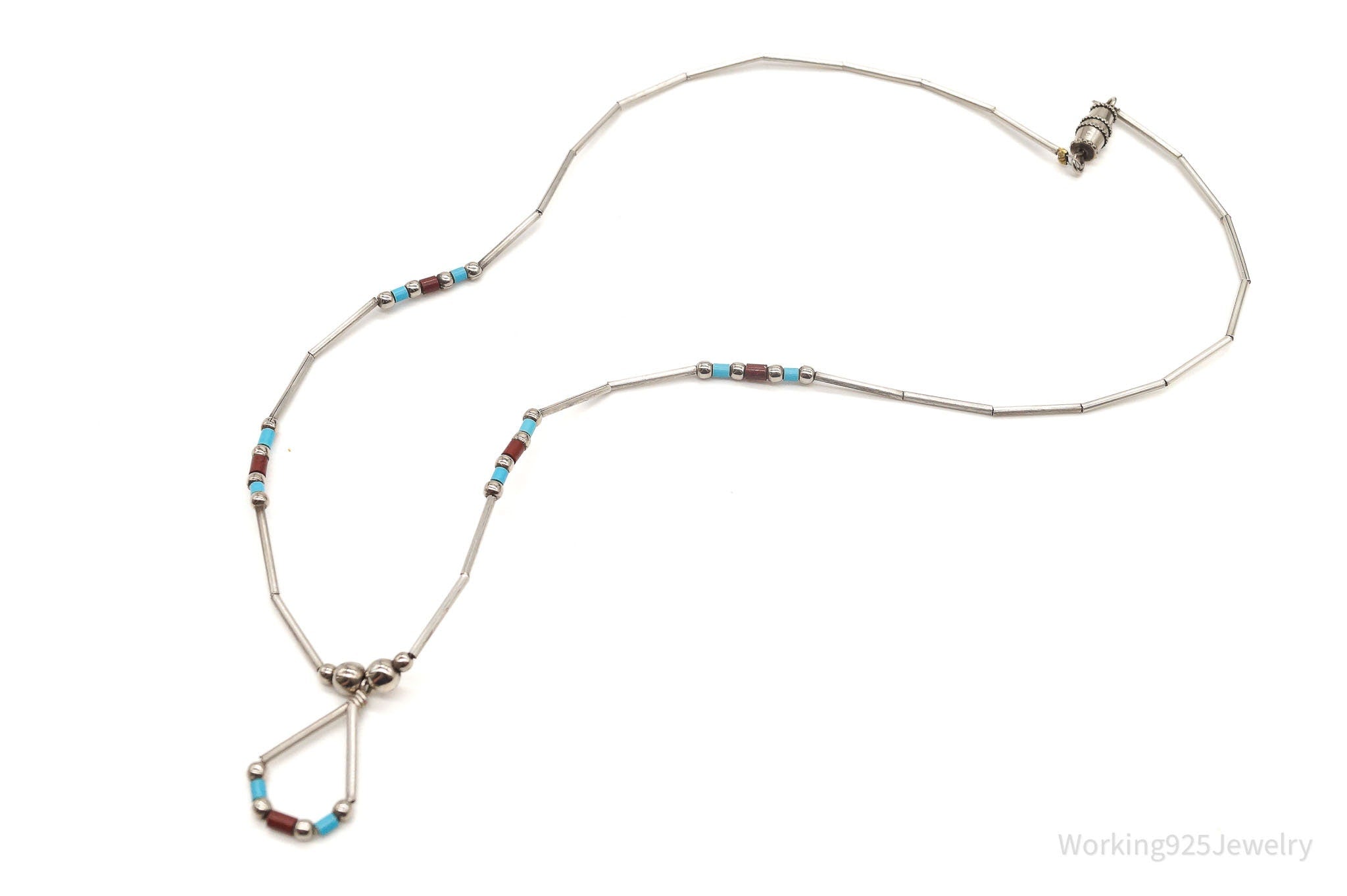 Vintage Native American Coral Turquoise Bead Silver Necklace | Jewelry > Necklaces | Wiccan Center