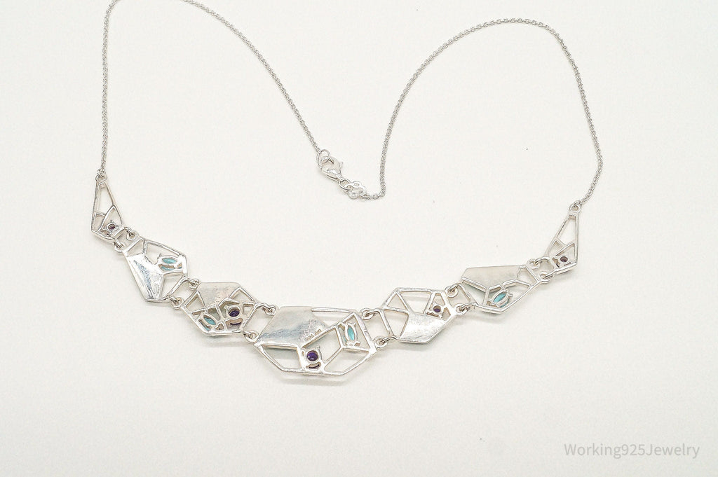 Amethyst Blue Topaz Turquoise Modernist Sterling Silver Necklace | Jewelry > Necklaces > Pendants | Wiccan Center