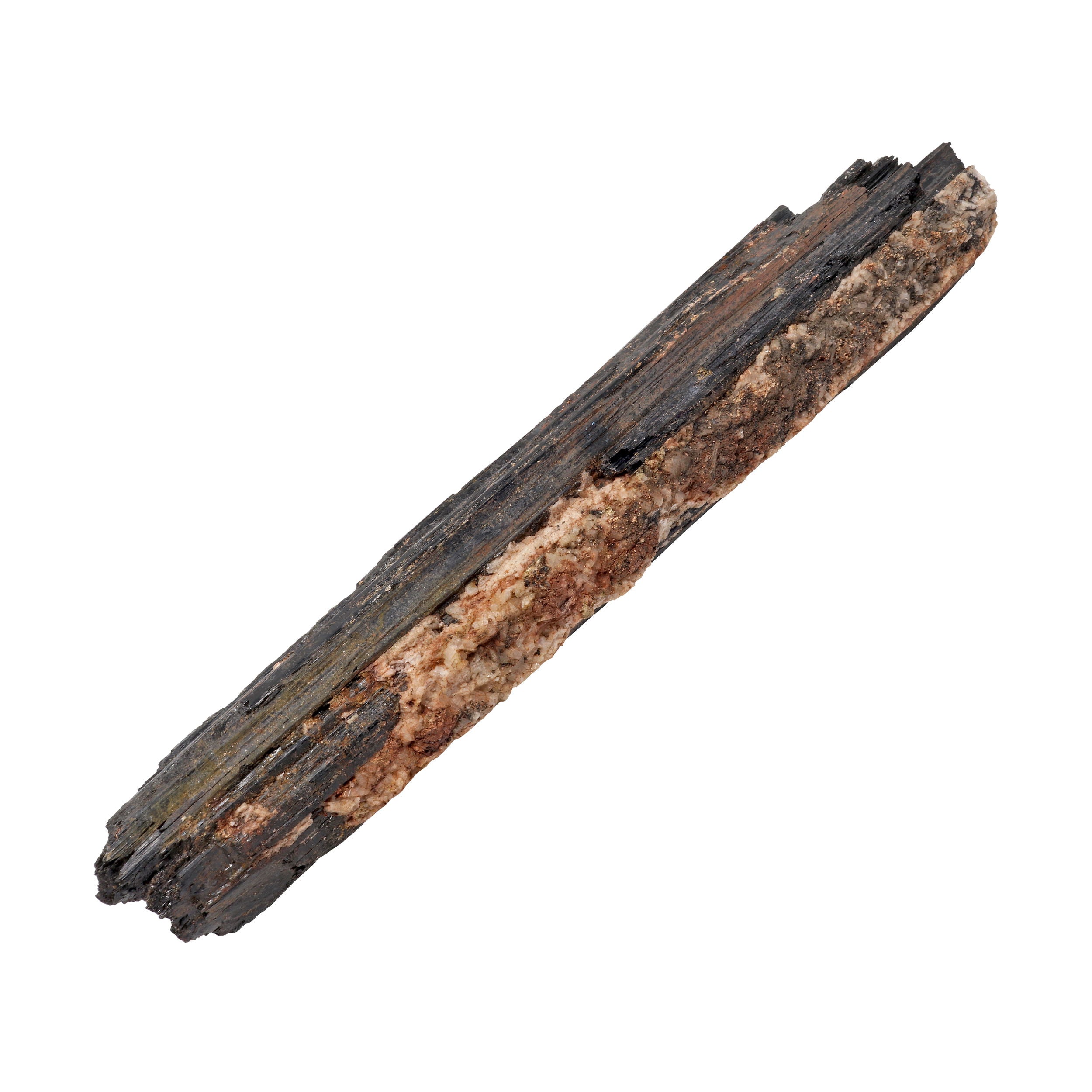 Black Tourmaline Specimen - White and Iron Pegmatite Embedded into the Solid Crystal | Crystals & Minerals > Specimens | Wiccan Center