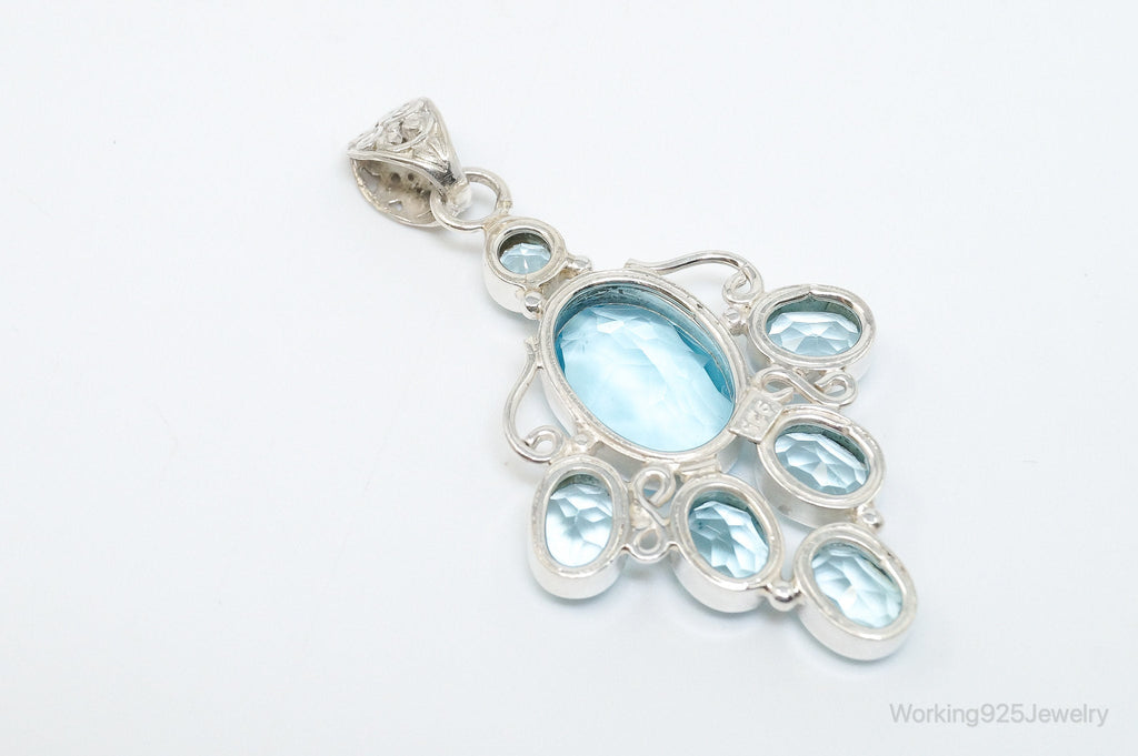 Large Vintage Blue Topaz Sterling Silver Necklace Pendant | Jewelry > Necklaces > Pendants | Wiccan Center