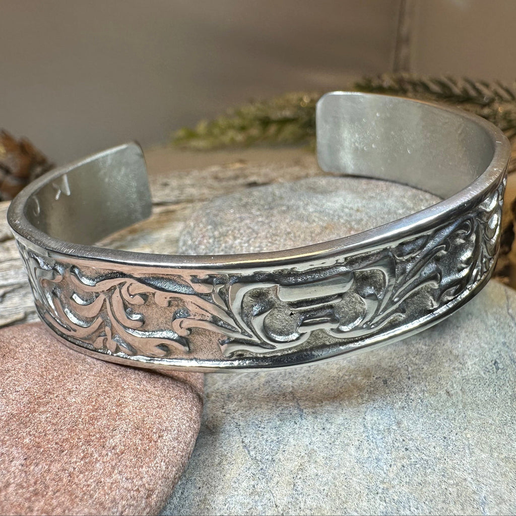 Baroque Pewter Cuff Bracelet - Handmade in Scotland