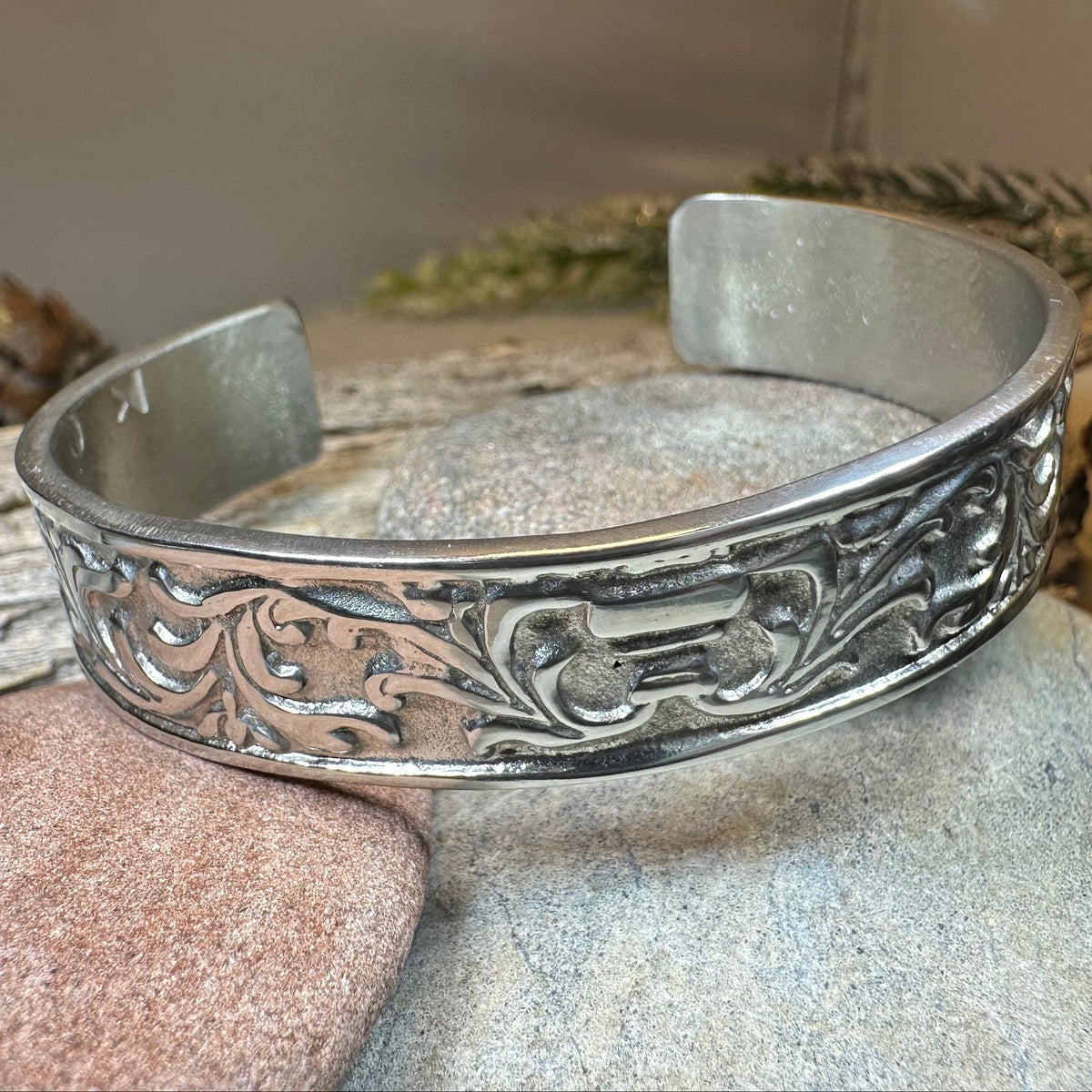 Baroque Pewter Cuff Bracelet - Handmade in Scotland