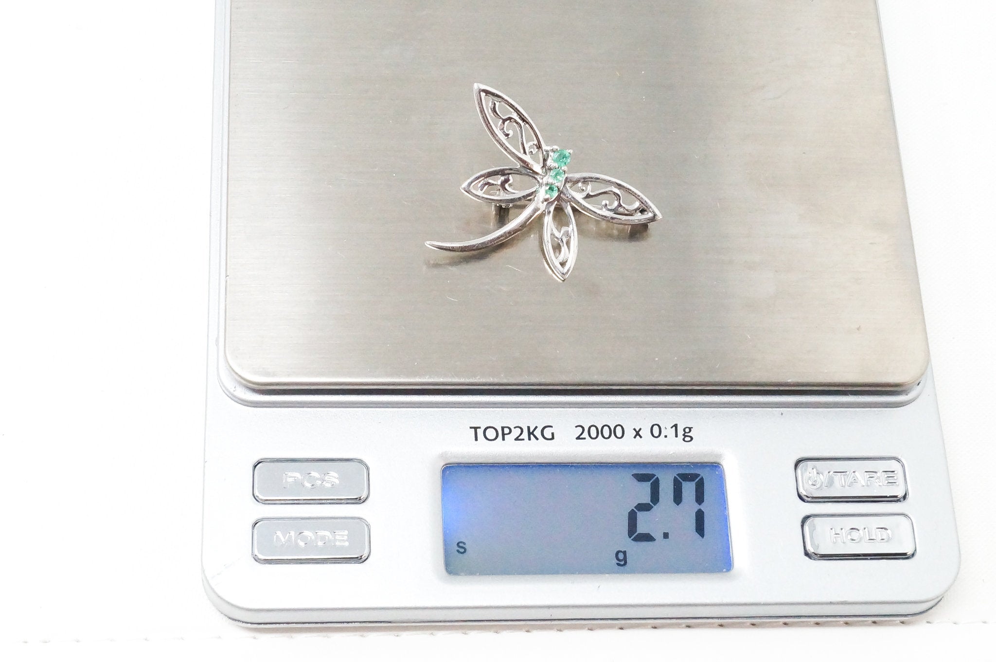 Vintage Emerald Dragonfly Sterling Silver Necklace Pendant | Jewelry > Necklaces > Pendants | Wiccan Center