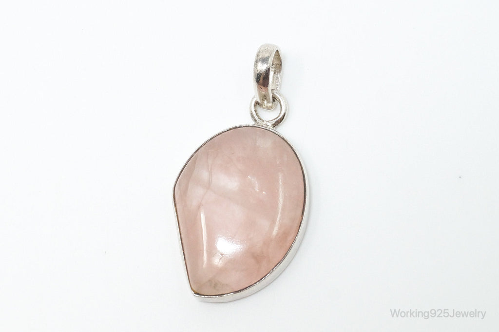 Large Vintage Rose Quartz Sterling Silver Necklace Pendant | Jewelry > Necklaces > Pendants | Wiccan Center