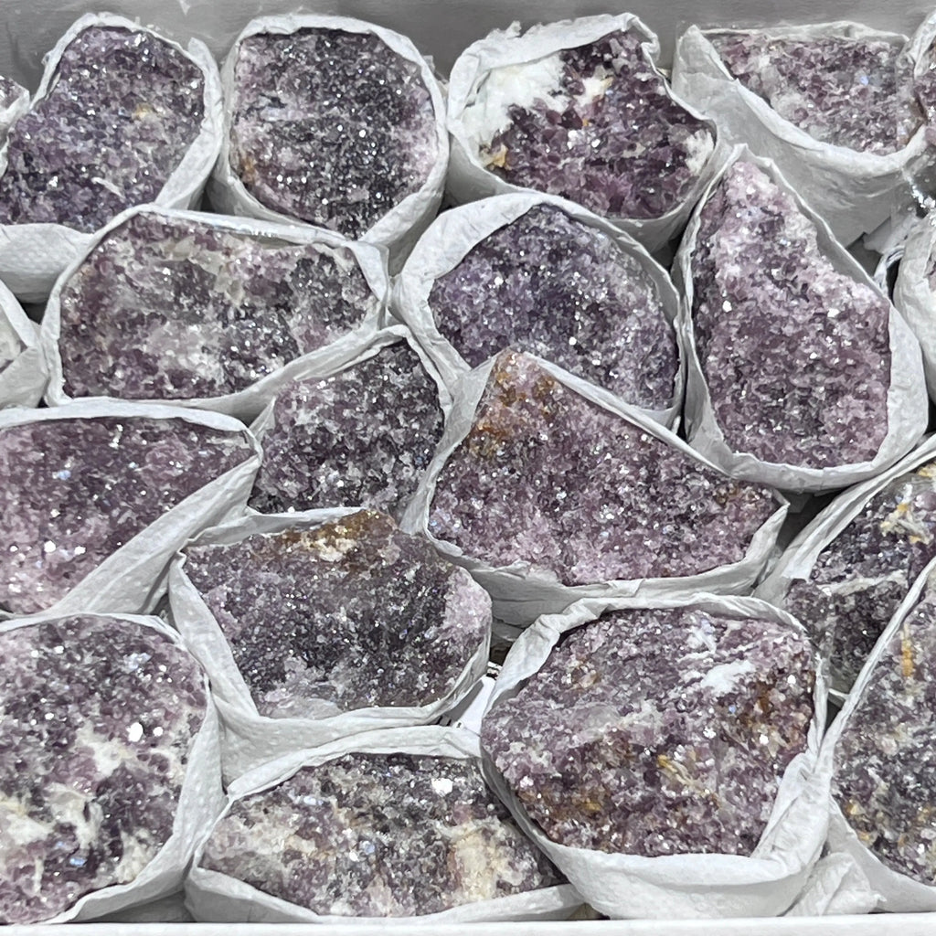Lilac Lepidolite Crystals (Avg 3 LBs) Box Flat Bulk Wholesale Lot Rough Raw Stones Natural Gemstones | Home & Living > Home Decor > Home Accents > Rocks & Geodes | Wiccan Center