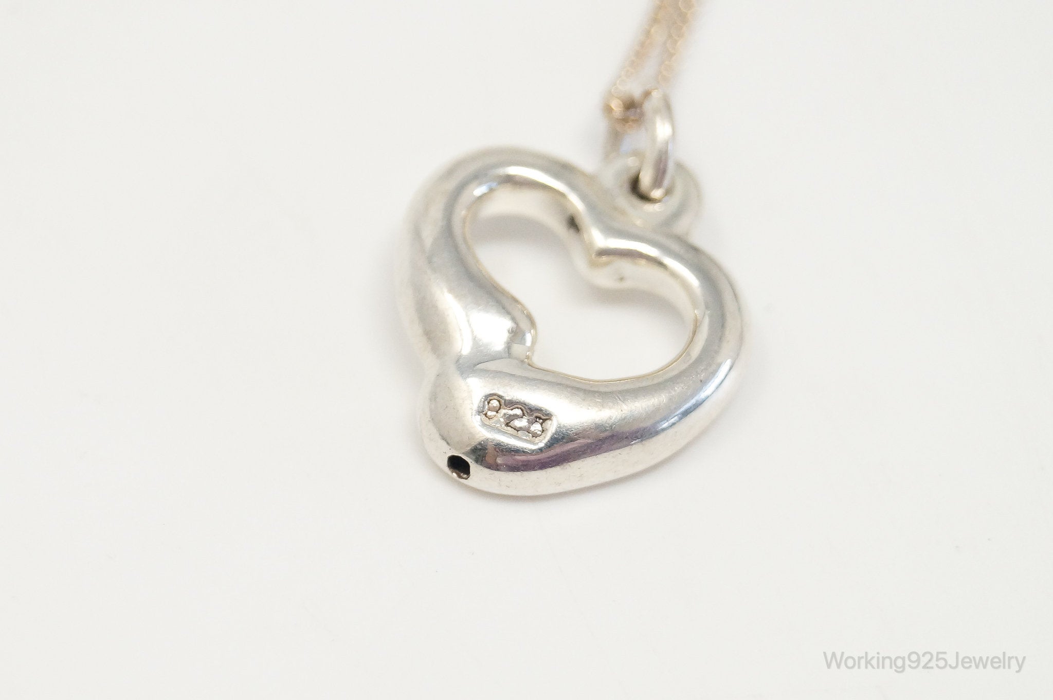 Vintage Puffy Hollow Heart Sterling Silver Necklace | Jewelry > Necklaces > Pendants | Wiccan Center
