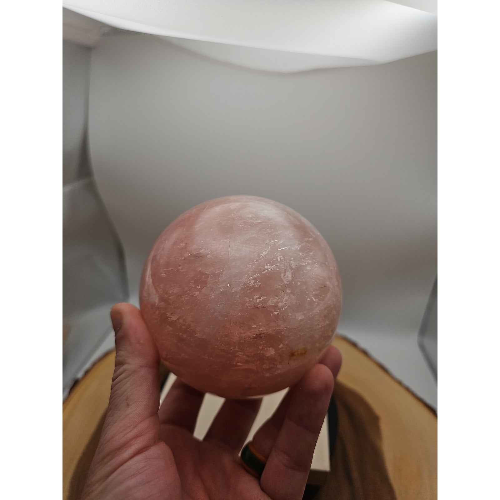 3.04LB Natural Pink Rose Quartz Crystal Sphere 98-107mm W/stand | Crystal Spheres & Eggs | Wiccan Center