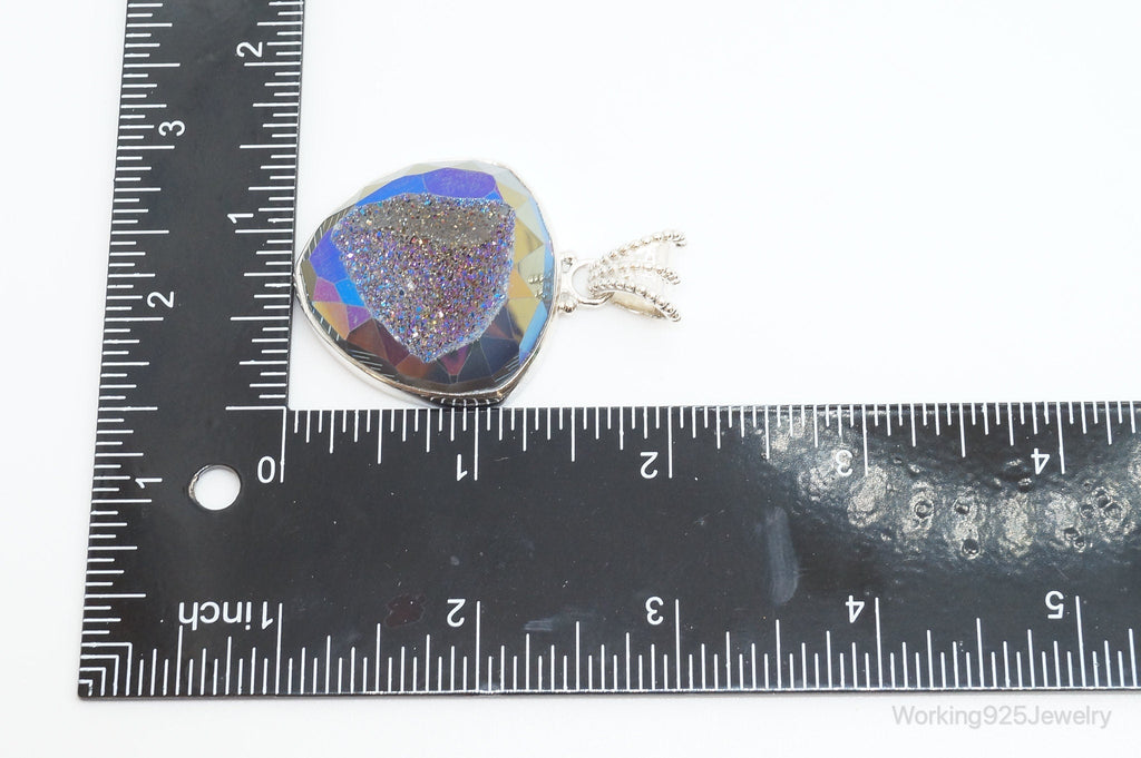 Vintage Large Druzy Quartz Sterling Silver Necklace Pendant | Jewelry > Necklaces > Pendants | Wiccan Center