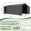 Extra-Large Outdoor Heavy-Duty Metal Garage Shed With Lockable Doors [No Floor] (SAK14093) | | Wiccan Center