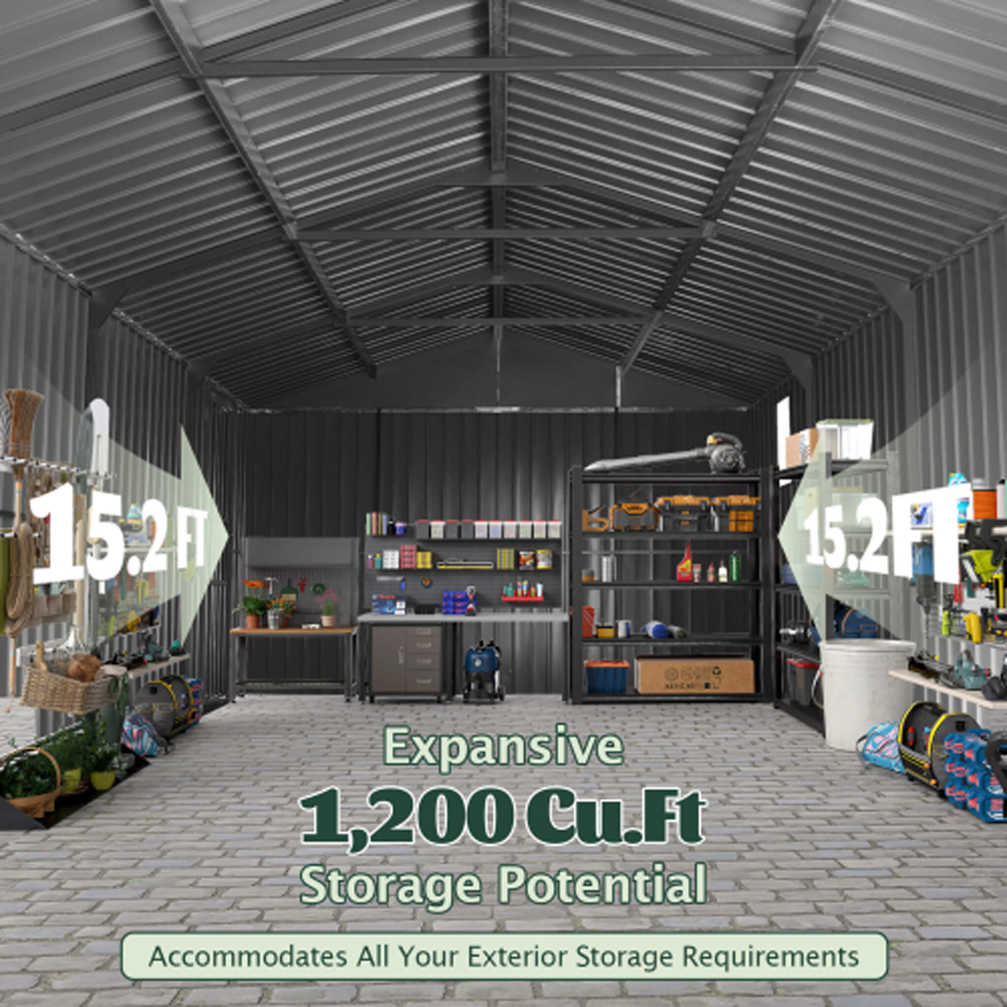 Extra-Large Outdoor Heavy-Duty Metal Garage Shed With Lockable Doors [No Floor] (SAK14093) | | Wiccan Center