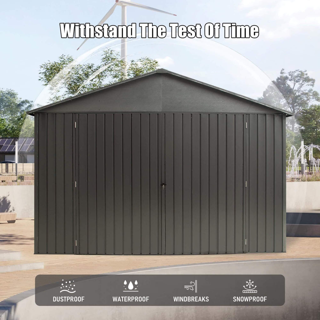 Extra-Large Outdoor Heavy-Duty Metal Garage Shed With Lockable Doors [No Floor] (SAK14093) | | Wiccan Center