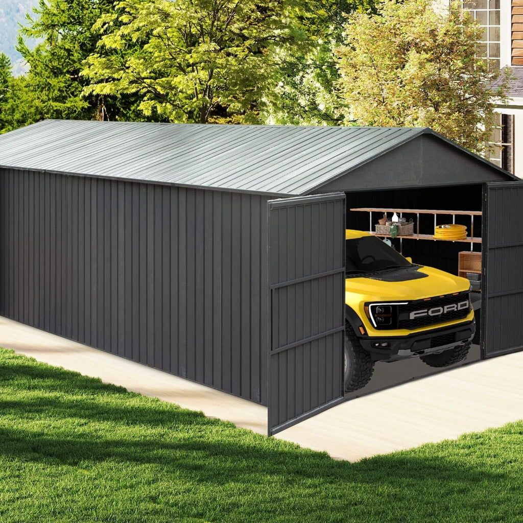 Extra-Large Outdoor Heavy-Duty Metal Garage Shed With Lockable Doors [No Floor] (SAK14093) | | Wiccan Center