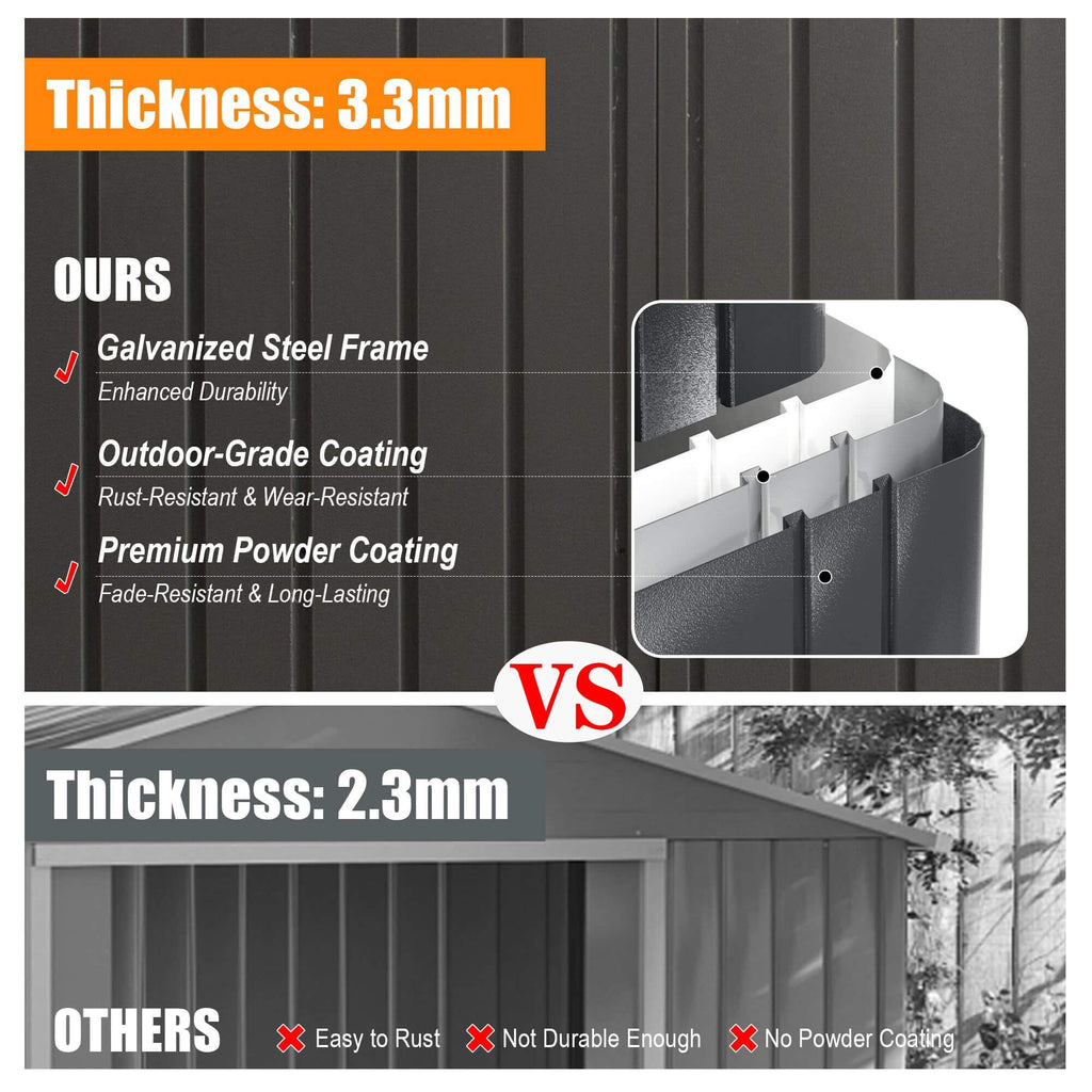 Extra-Large Outdoor Heavy-Duty Metal Garage Shed With Lockable Doors [No Floor] (SAK14093) | | Wiccan Center