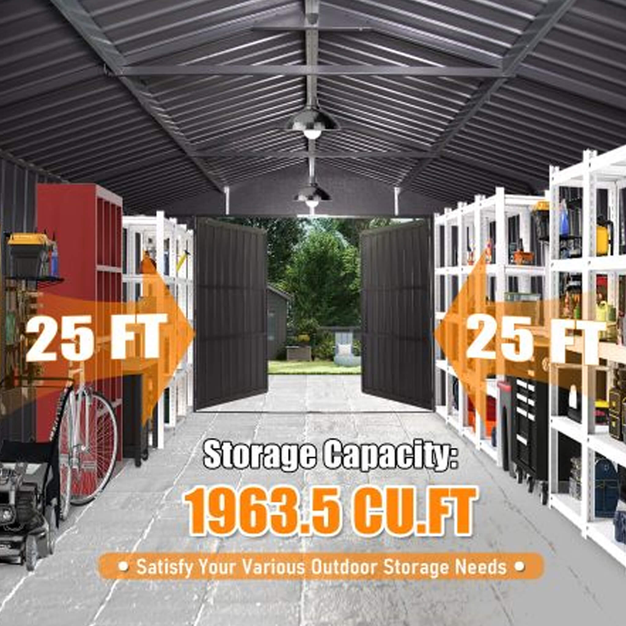 Extra-Large Outdoor Heavy-Duty Metal Garage Shed With Lockable Doors [No Floor] (SAK14093) | | Wiccan Center
