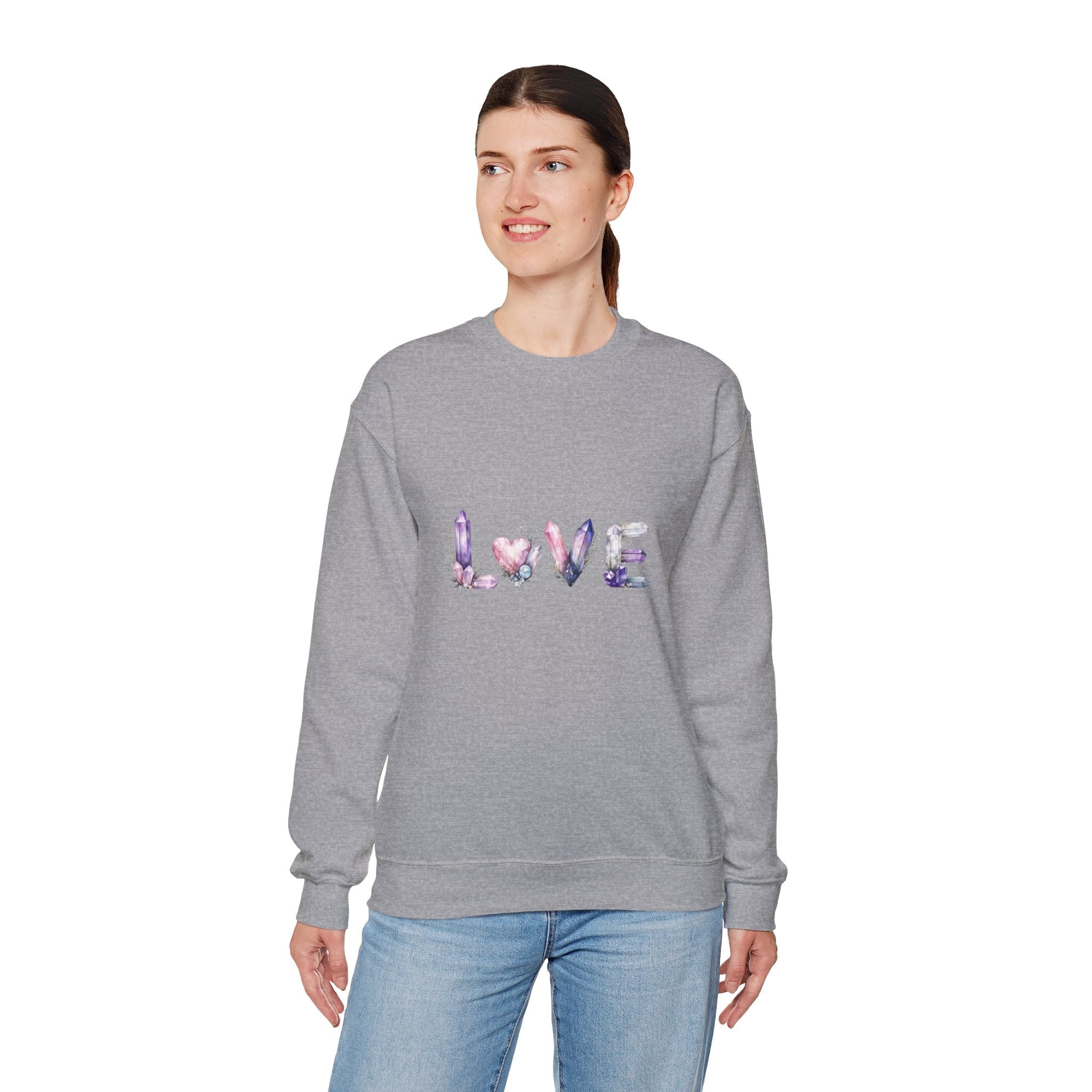 LOVE Crystal Letter Design | Sweatshirt | Wiccan Center