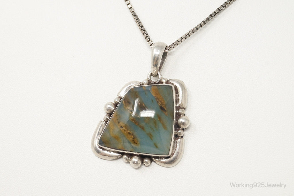 Vintage Large Aqua Chalcedony Sterling Silver Necklace | Jewelry > Necklaces > Pendants | Wiccan Center