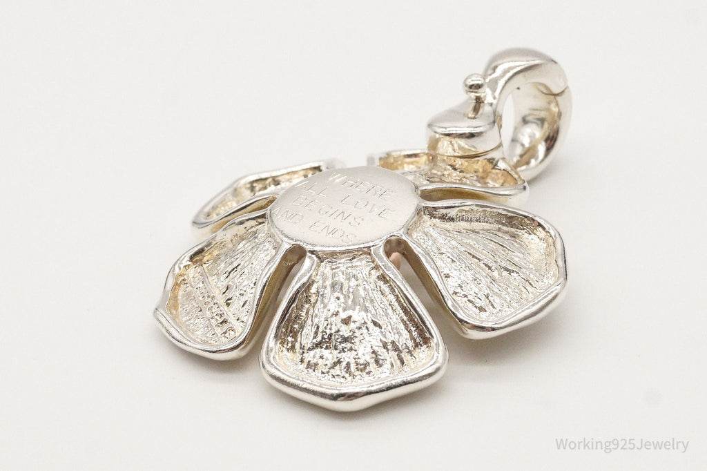 Vintage Large Espo 14K Gold Sterling Silver Quote Flower Pendant | Jewelry > Necklaces > Pendants | Wiccan Center