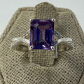 Sterling Silver Crossed Band Amethyst Ring – Size 8 – Calm, Intuition & Spiritual Protection | Rings | Wiccan Center