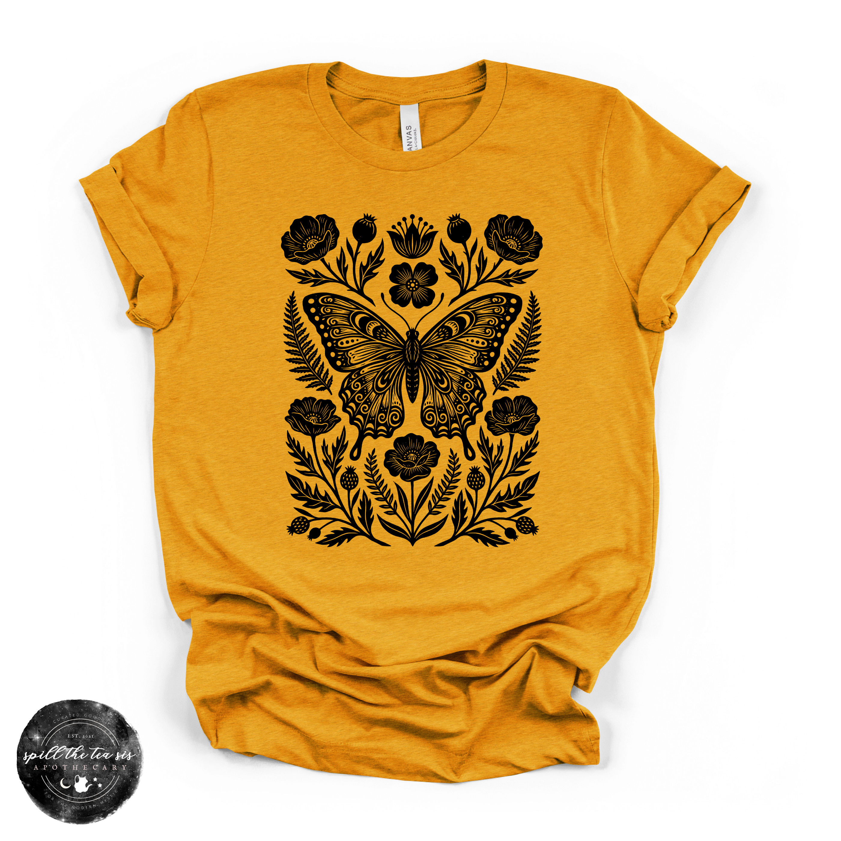 Black Butterfly Moth Fall Tee | Gothic Autumn Graphic T-Shirt | | Wiccan Center