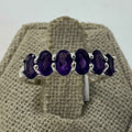 Sterling Silver Oval Band Amethyst Ring – Size 8 – Calm, Intuition & Spiritual Protection | Rings | Wiccan Center