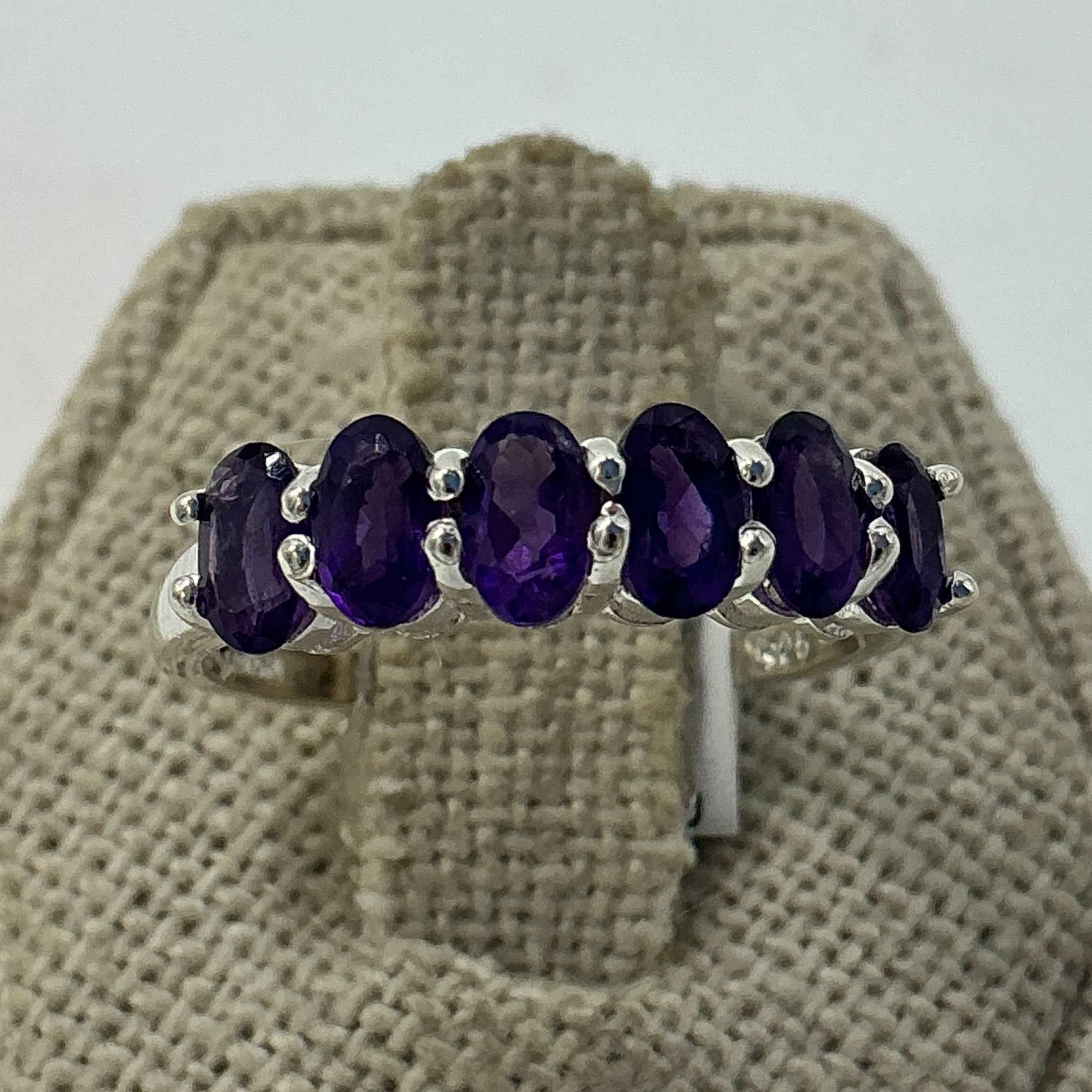 Sterling Silver Oval Band Amethyst Ring – Size 8 – Calm, Intuition & Spiritual Protection | Rings | Wiccan Center