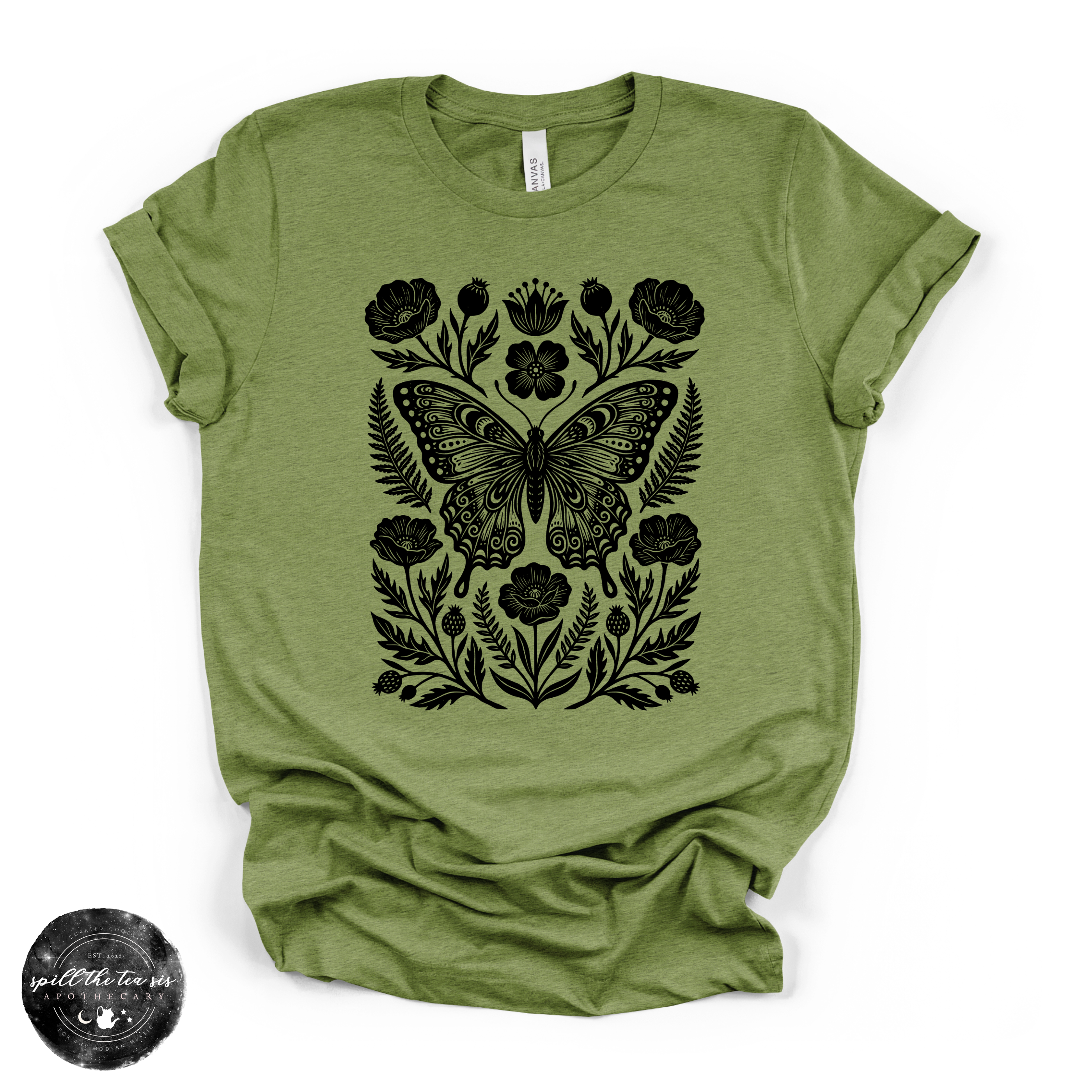 Black Butterfly Moth Fall Tee | Gothic Autumn Graphic T-Shirt | | Wiccan Center