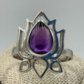 Sterling Silver Faceted Oval Amethyst Ring – Size 10 – Calm, Intuition & Spiritual Protection | Rings | Wiccan Center