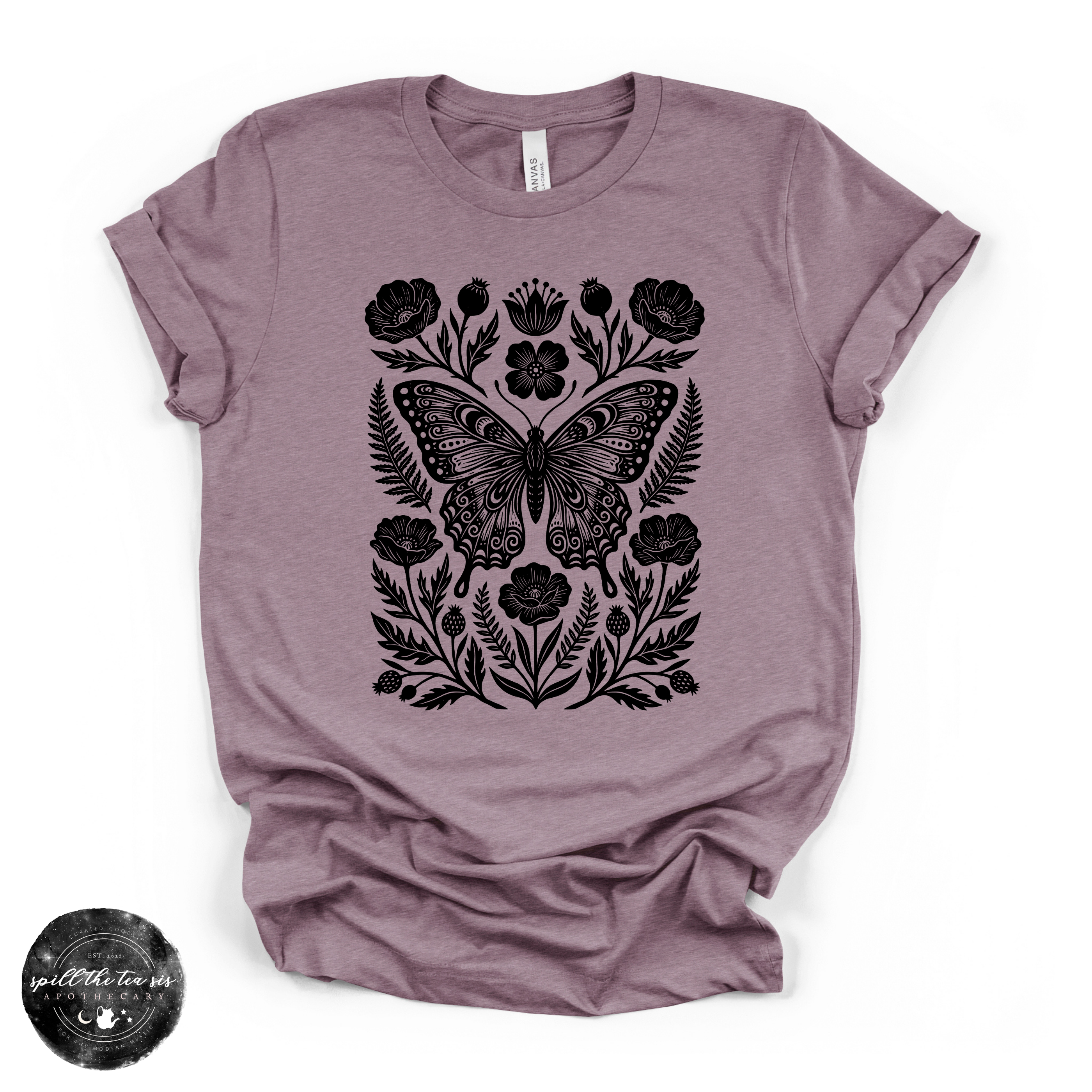 Black Butterfly Moth Fall Tee | Gothic Autumn Graphic T-Shirt | | Wiccan Center