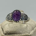 Sterling Silver Split Banded Oval Amethyst Ring – Size 10 – Calm, Intuition & Spiritual Protection | Rings | Wiccan Center