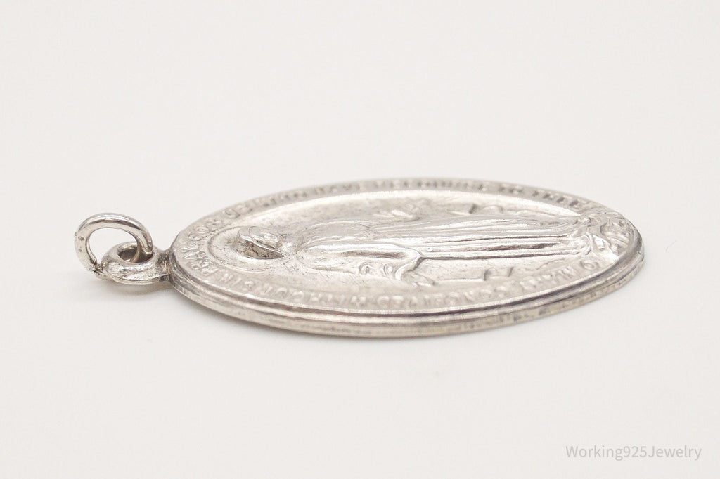 Antique Mary Pray For Us Sterling Silver Pendant | Jewelry > Necklaces > Pendants | Wiccan Center