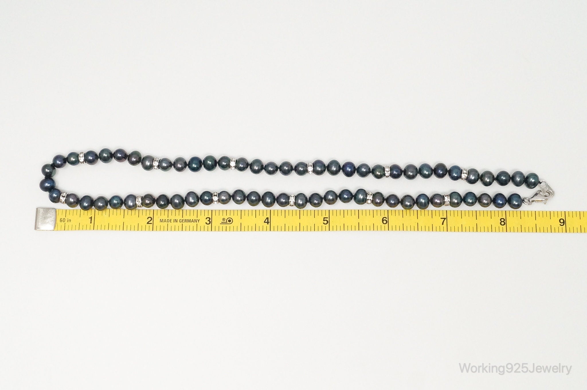 Vintage Tahitian Pearl Cubic Zirconia Sterling Silver String Necklace | Jewelry > Necklaces > Pendants | Wiccan Center
