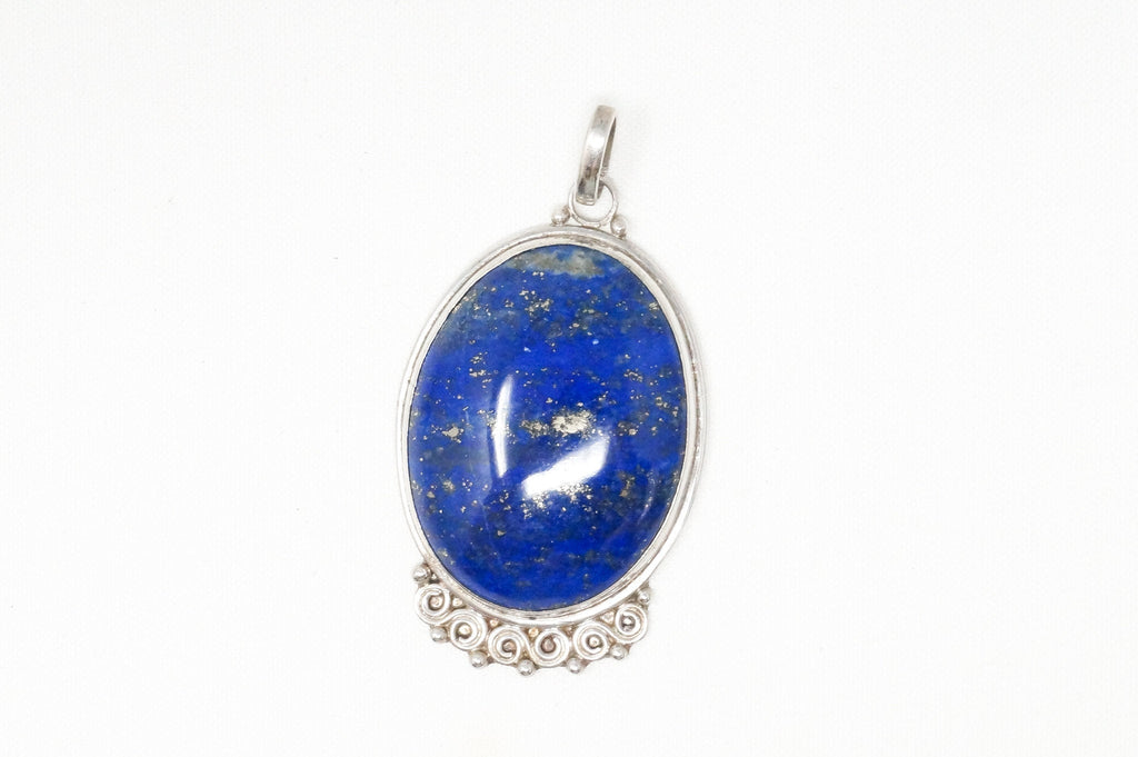 Vintage Large Handmade Lapis Lazuli Sterling Silver Necklace Pendant | Jewelry > Necklaces > Pendants | Wiccan Center