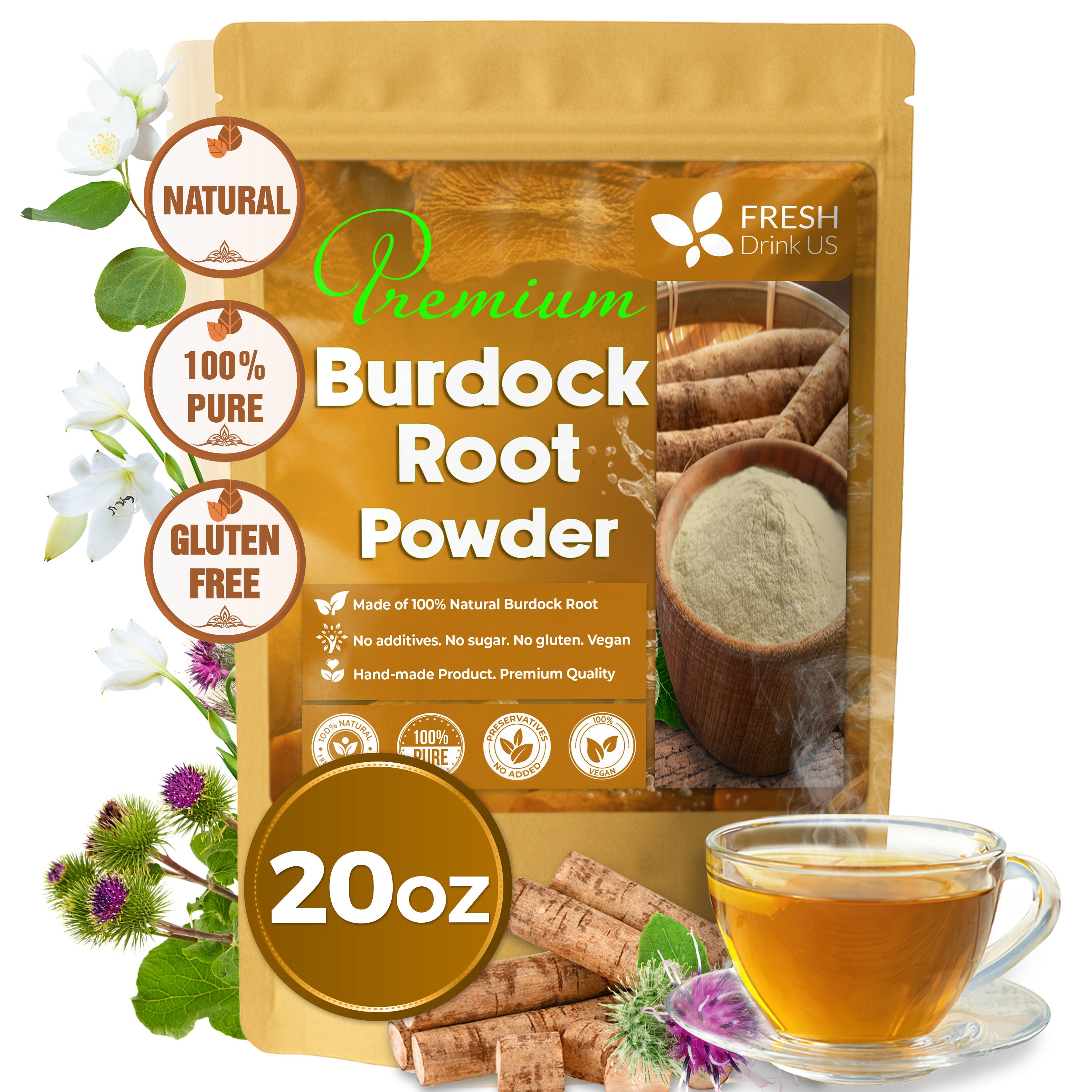 Burdock Root Powder, Burdock Root Extract, 100% Natural & Pure from Burdock Root, Burdock Root Herbal Tea, No Additives, No Caffeine, Vegan | Tea | Wiccan Center