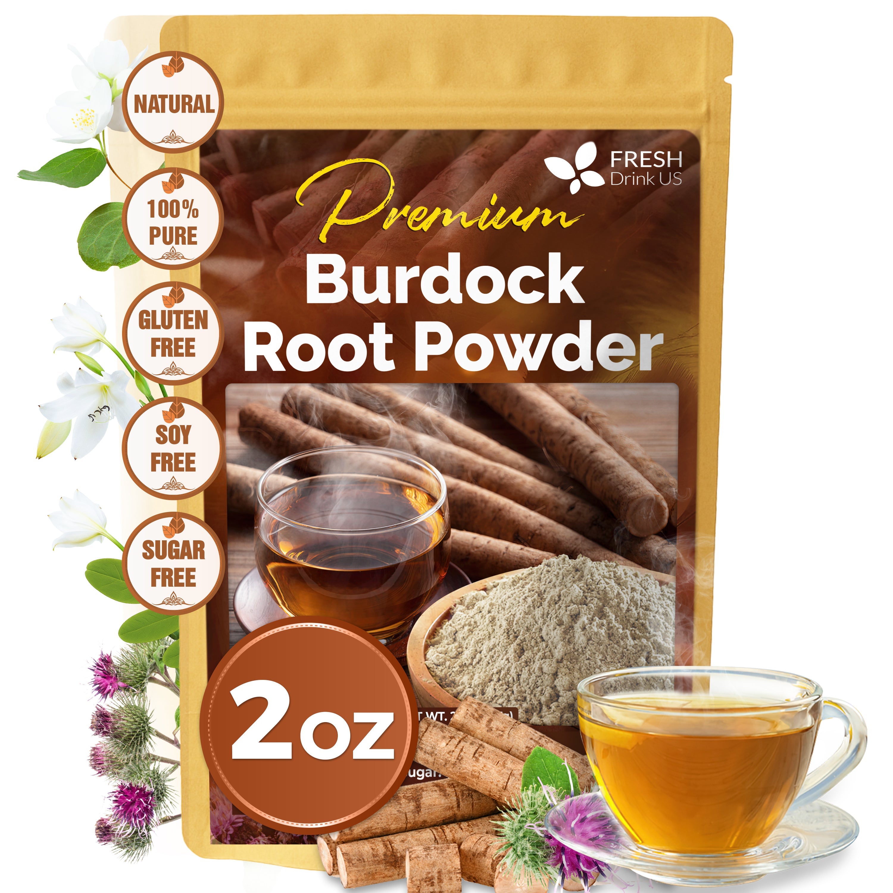 Burdock Root Powder, Burdock Root Extract, 100% Natural & Pure from Burdock Root, Burdock Root Herbal Tea, No Additives, No Caffeine, Vegan | Tea | Wiccan Center