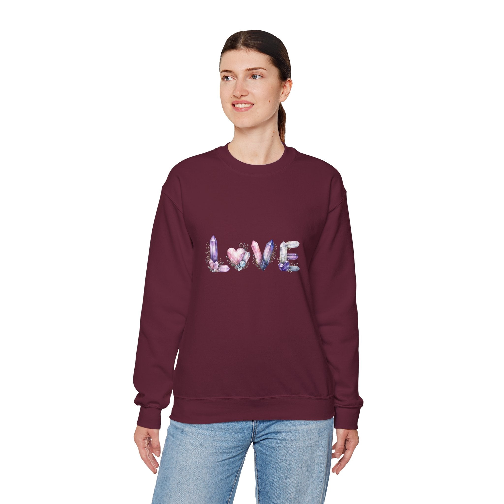 LOVE Crystal Letter Design | Sweatshirt | Wiccan Center