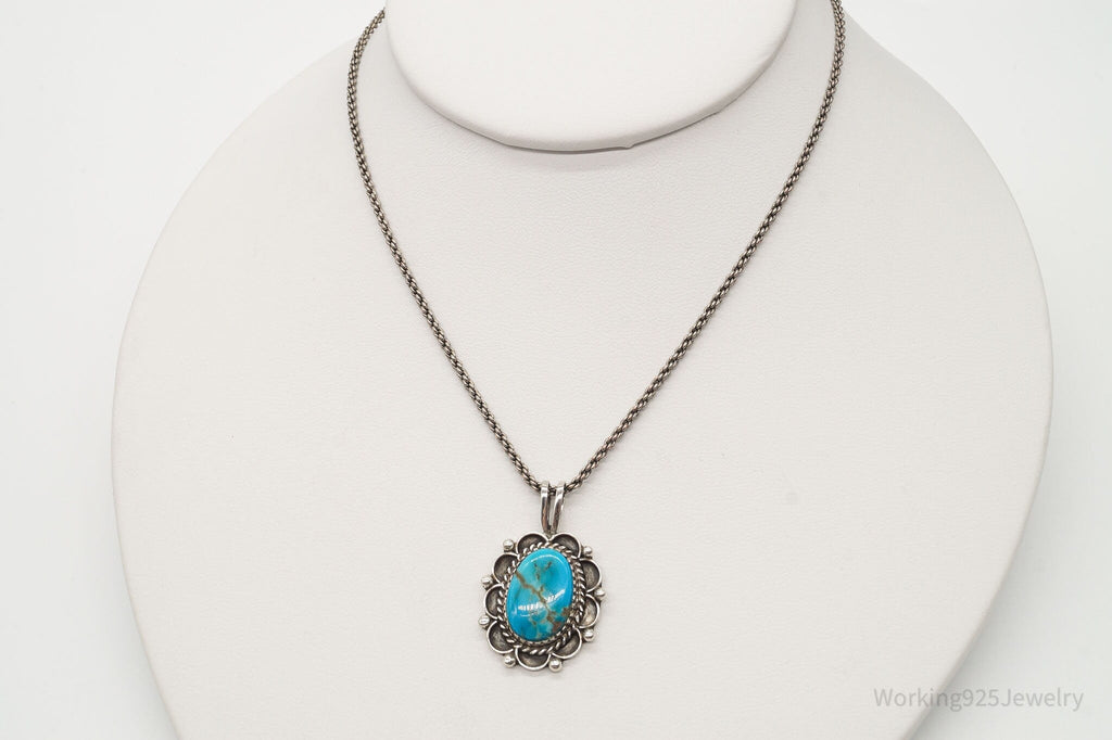 Vintage Native American Blue Turquoise Sterling Silver Necklace | Jewelry > Necklaces | Wiccan Center