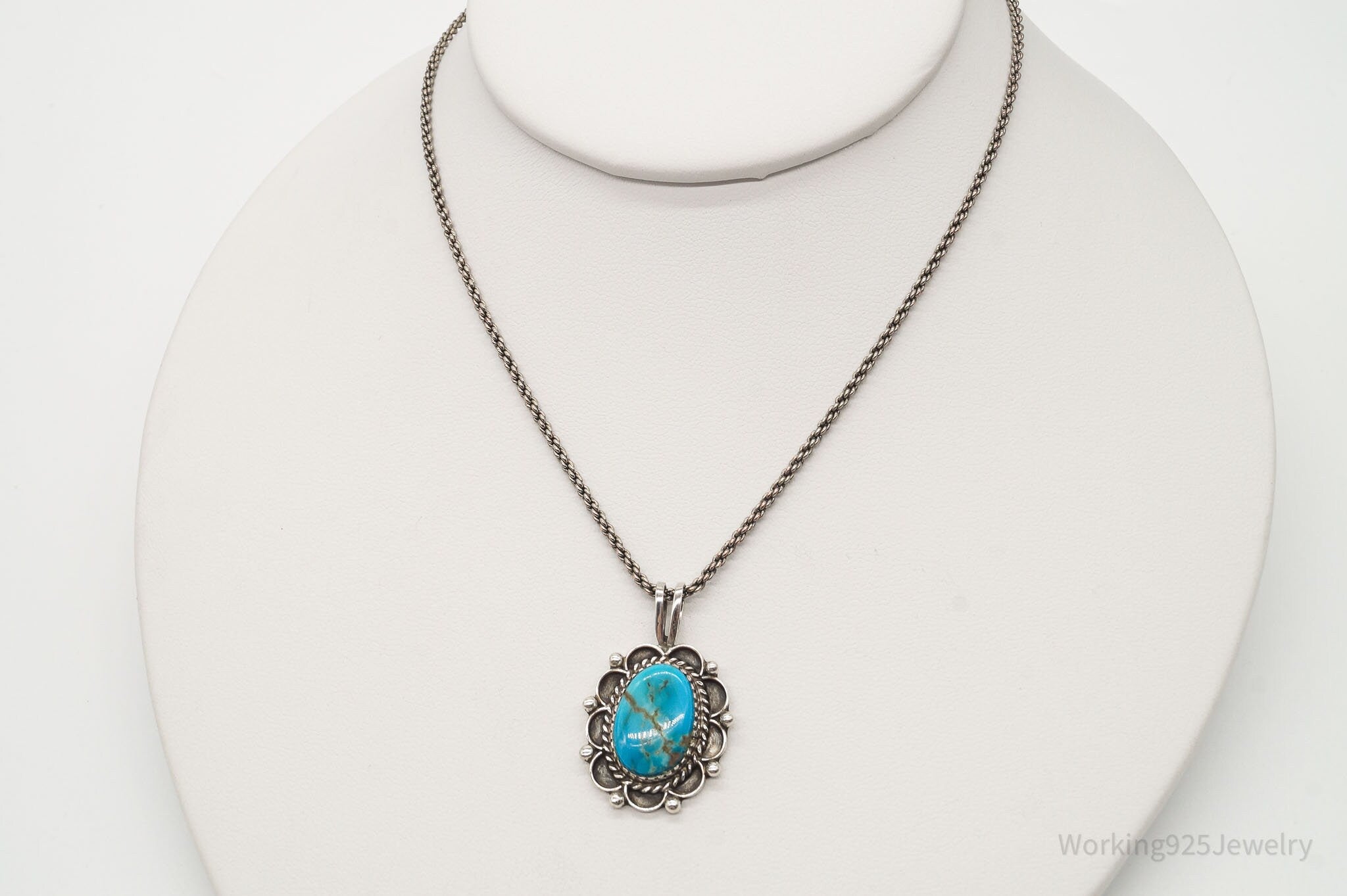 Vintage Native American Blue Turquoise Sterling Silver Necklace | Jewelry > Necklaces | Wiccan Center