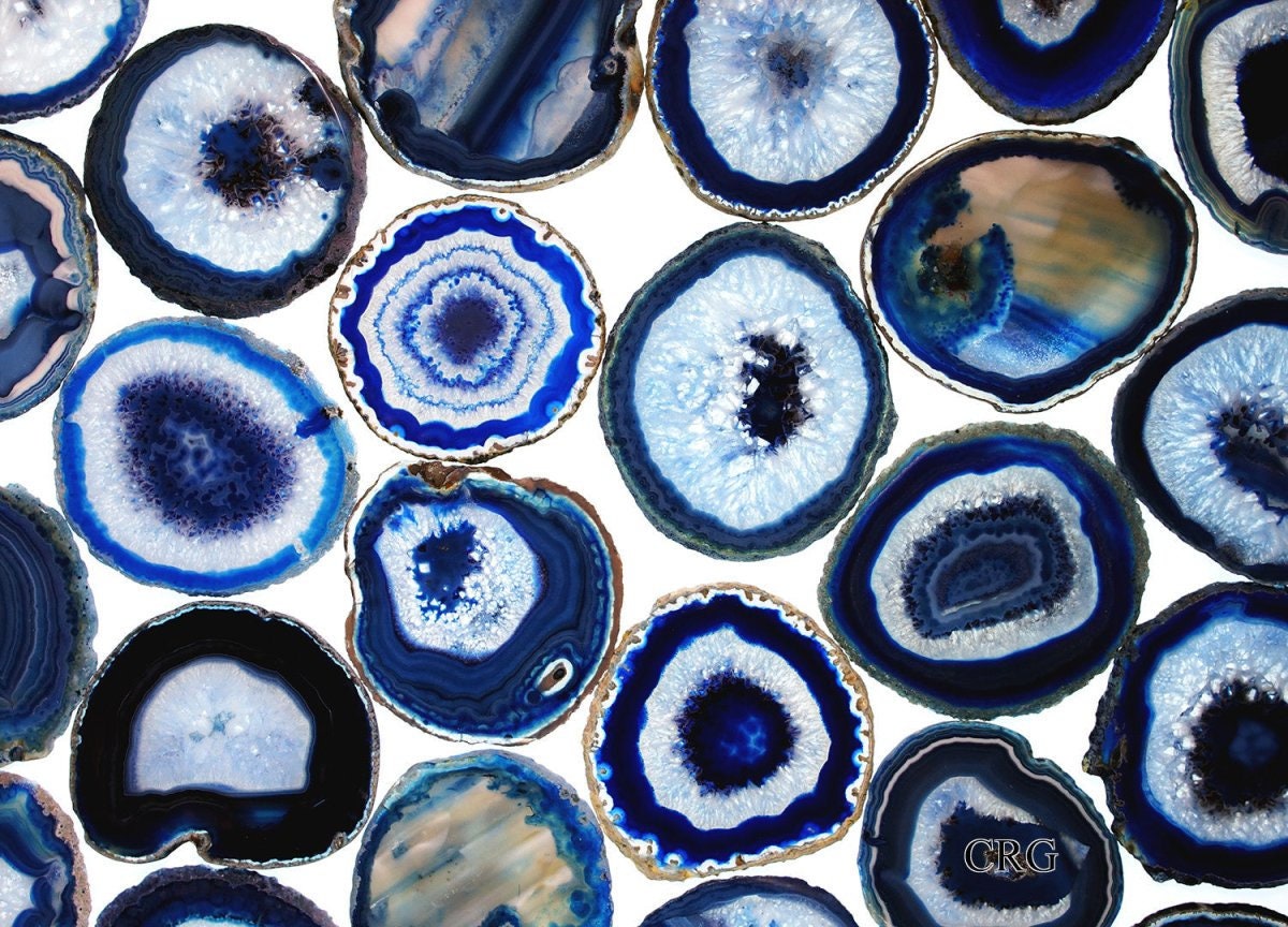 Blue Agate Slice Size #3 (3.5 To 4 Inches) (1 Piece)