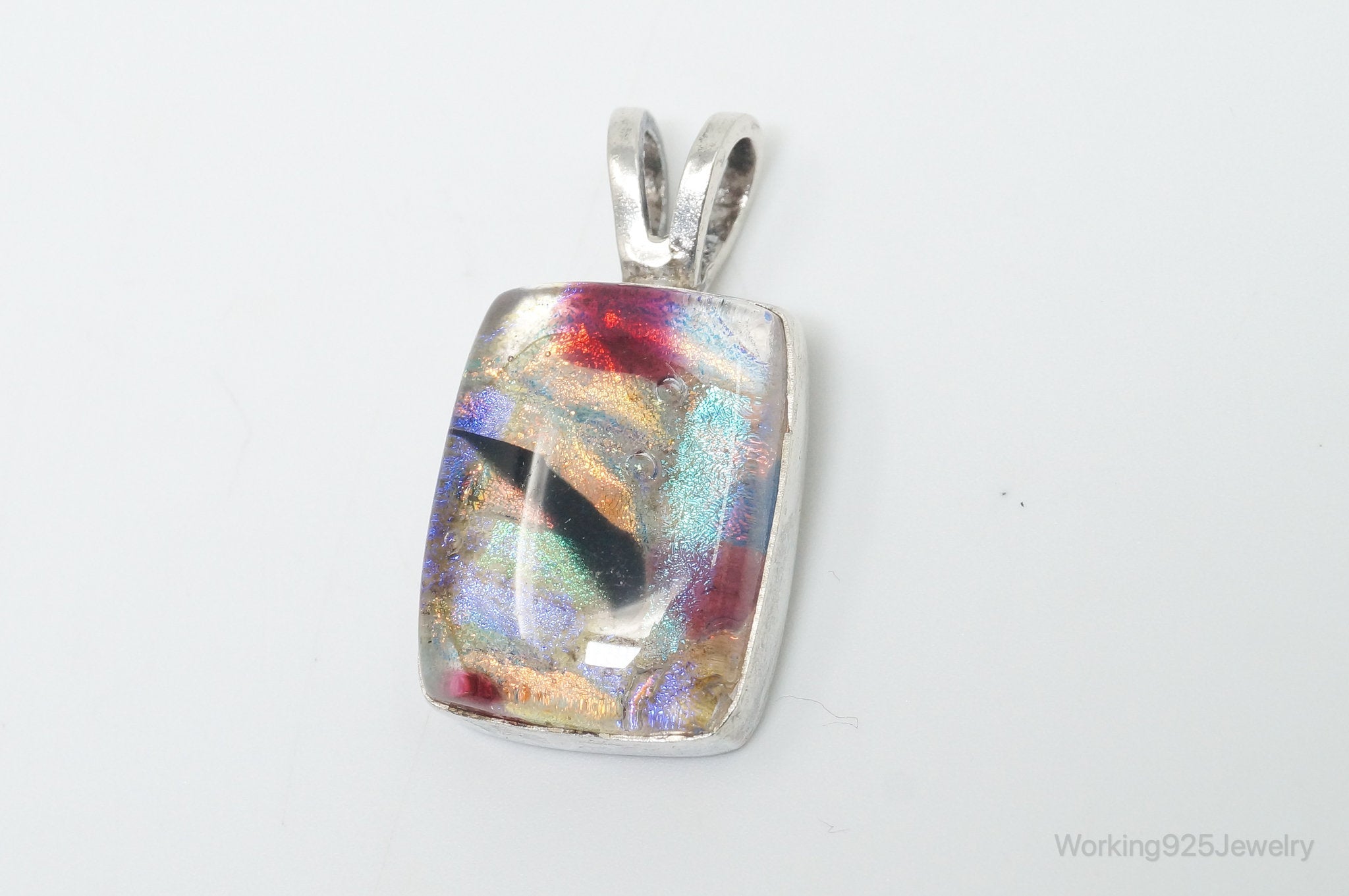 Vintage Large Art Glass Sterling Silver Necklace Pendant | Jewelry > Necklaces > Pendants | Wiccan Center