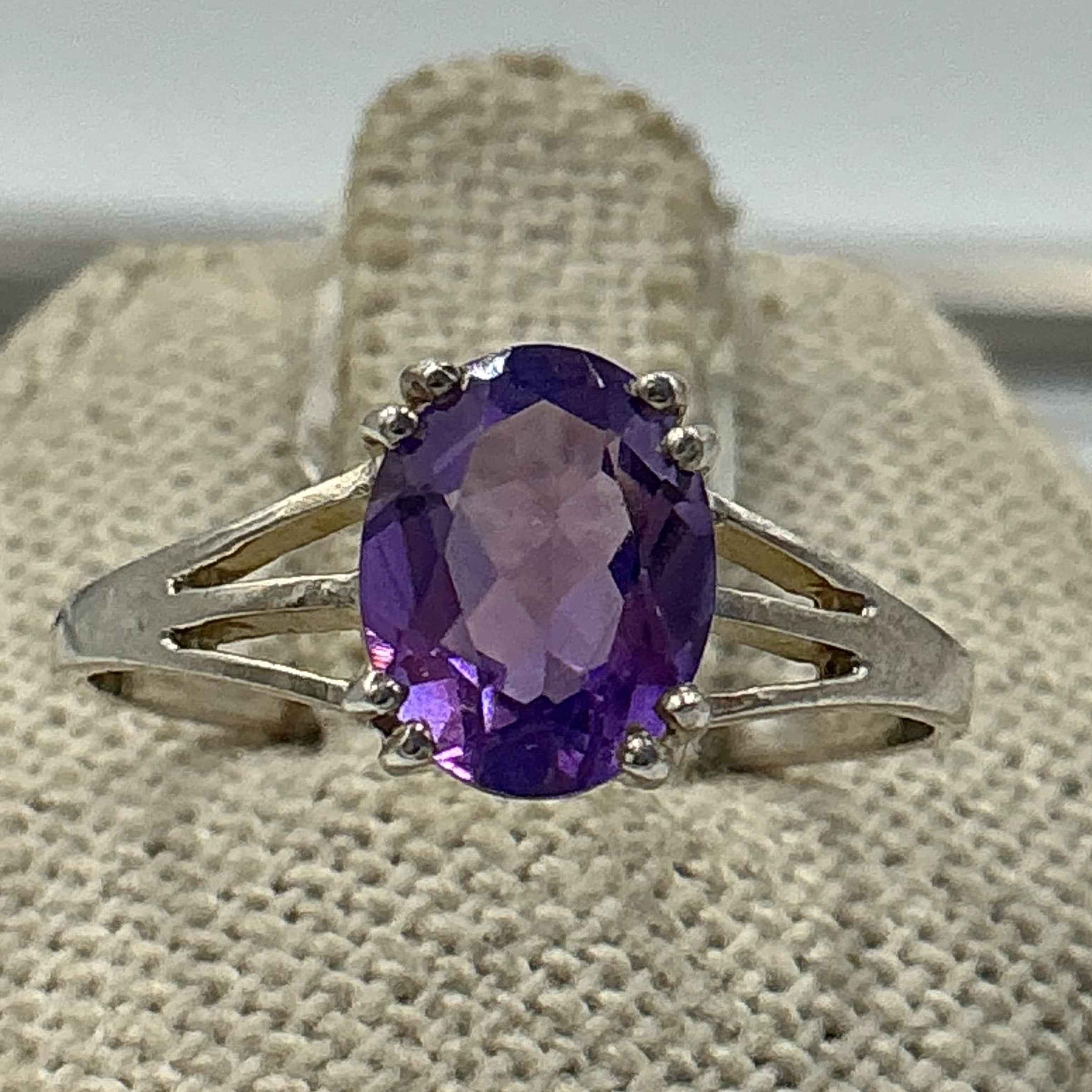 Sterling Silver Faceted Oval Amethyst Ring – Size 9 – Calm, Intuition & Spiritual Protection | Rings | Wiccan Center
